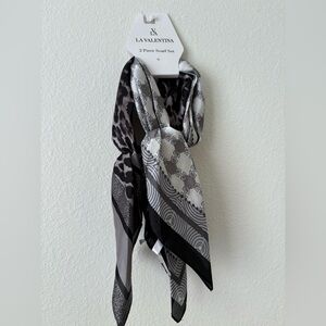 Elegant Black and Gray Scarf Set